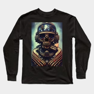 Skeleton Astronaut | Space Skull | Dystopian Art | Skull Astronaut Artwork | Fantasy Astronaut Skull Long Sleeve T-Shirt